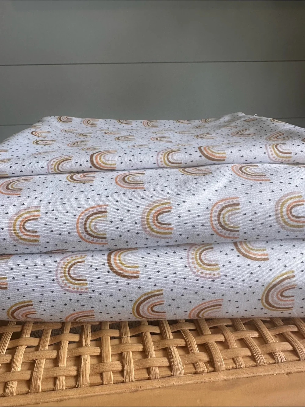 Soft White Rainbow Print Twin Sized Sheet Set
